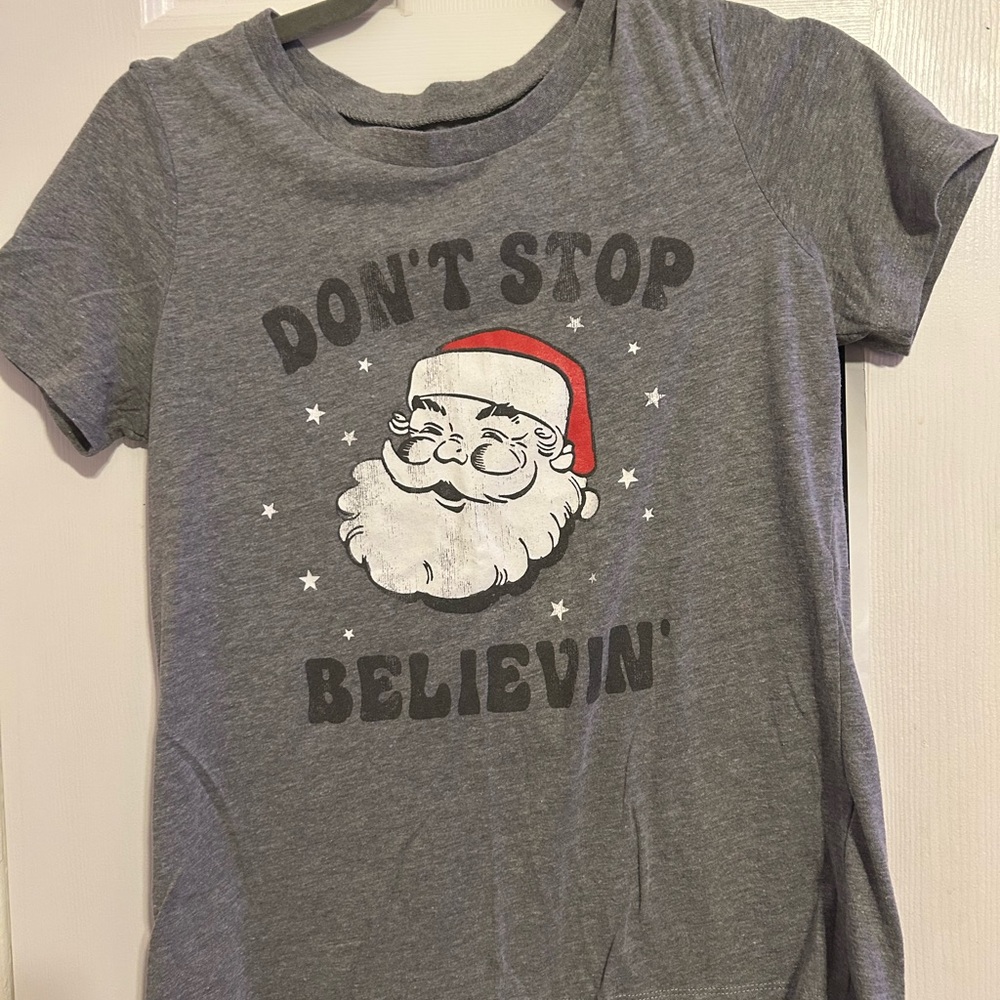 Gray Santa Graphic Kids T-Shirt